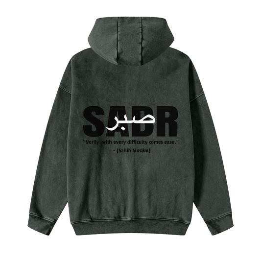 Sabr Oversized Zip-Up Hoodie: Heavyweight Cotton, Arabic Design