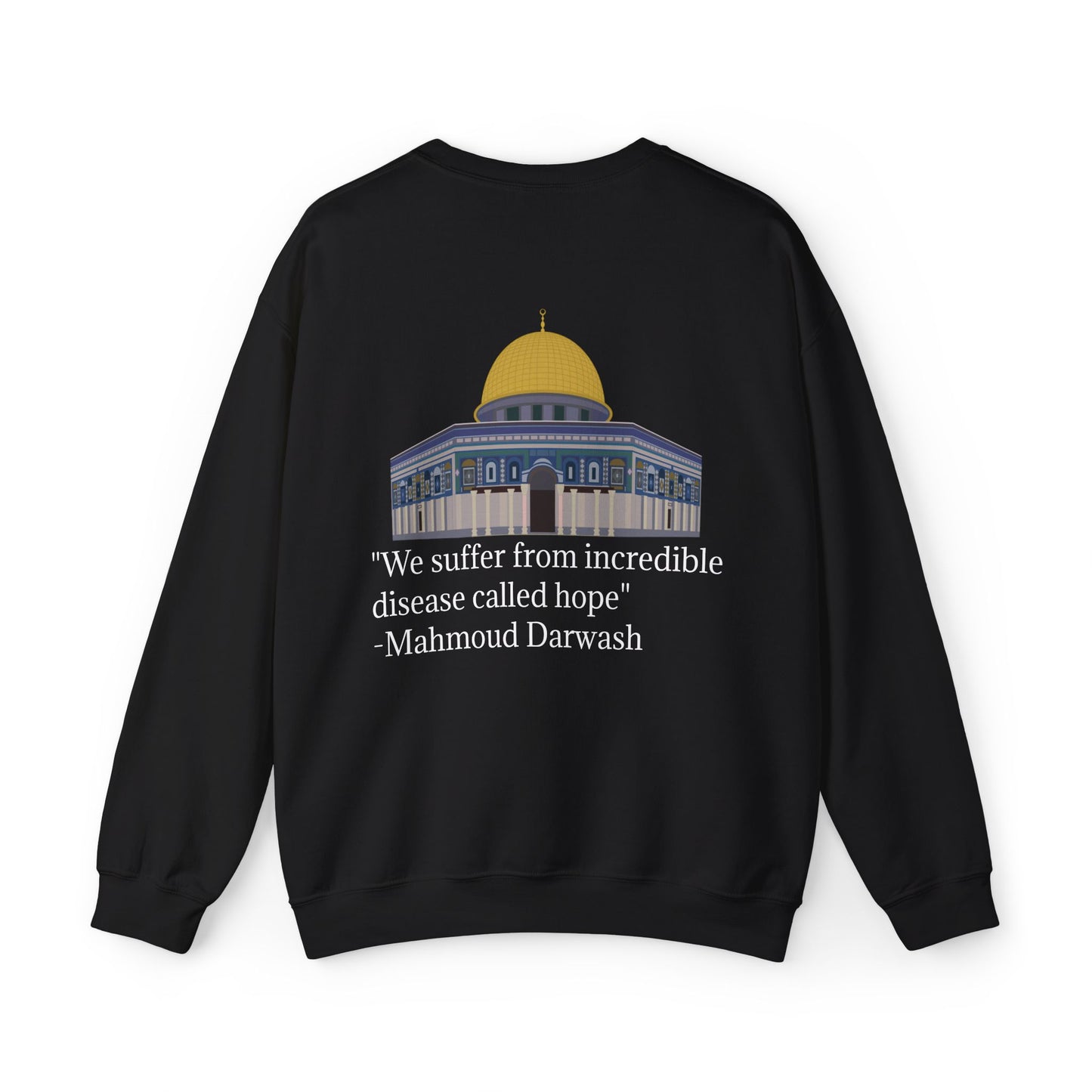 Palestine Crewneck Sweatshirt, Arabic City Map Design, Masjid Al Aqsa Back Print, Palestinian Quote, Charity Donation, Activist Apparel,