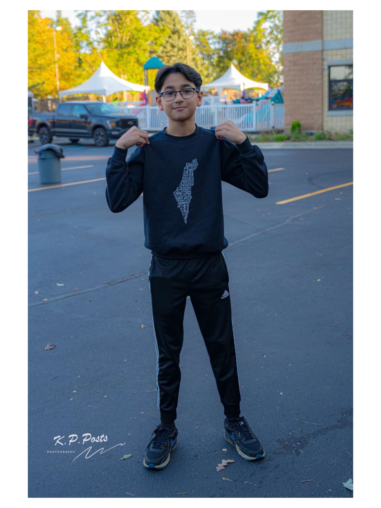 Palestine Crewneck Sweatshirt, Arabic City Map Design, Masjid Al Aqsa Back Print, Palestinian Quote, Charity Donation, Activist Apparel,